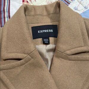 Express Tan Trench Coat Classic Wool-Like Fabric